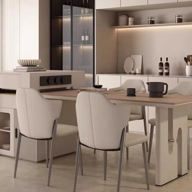 

Minimalist dining island integrated household retractable small apartment modern rock slab island dining combination