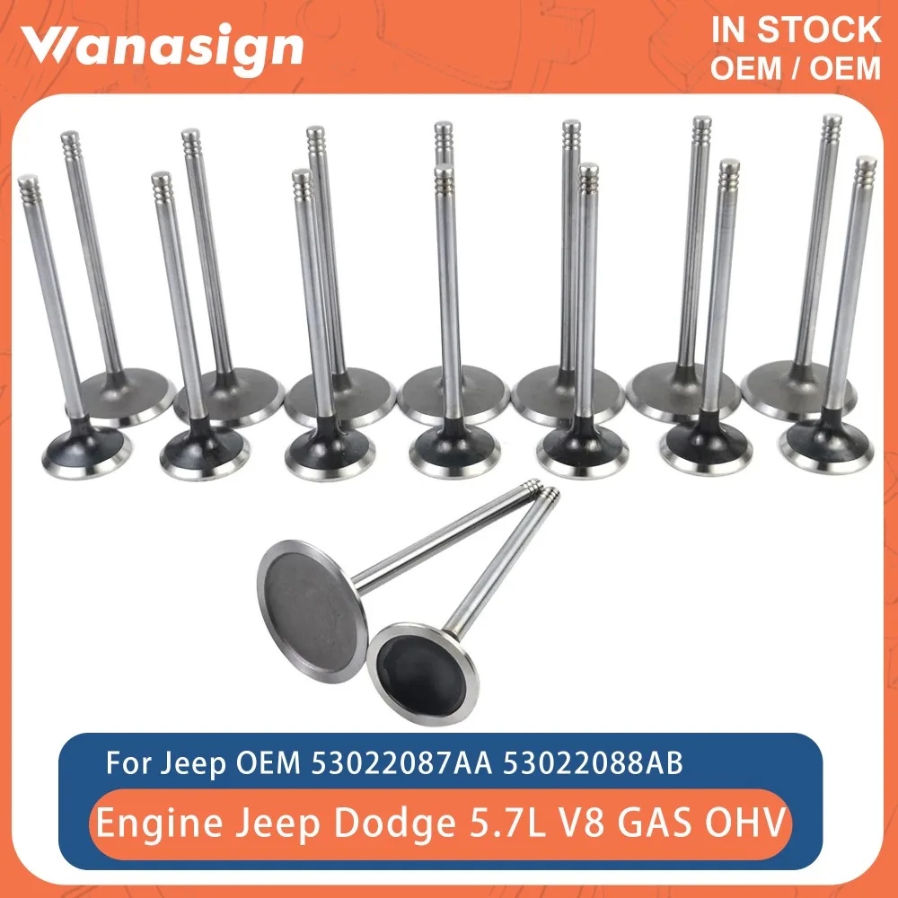 Engine Intake Exhaust Valve Set Fit 5.7 L For Chrysler 300 Dodge Ram Jeep Grand Cherokee 1500 EZB EZD EZH 5.7L V8 GAS OHV 03-19