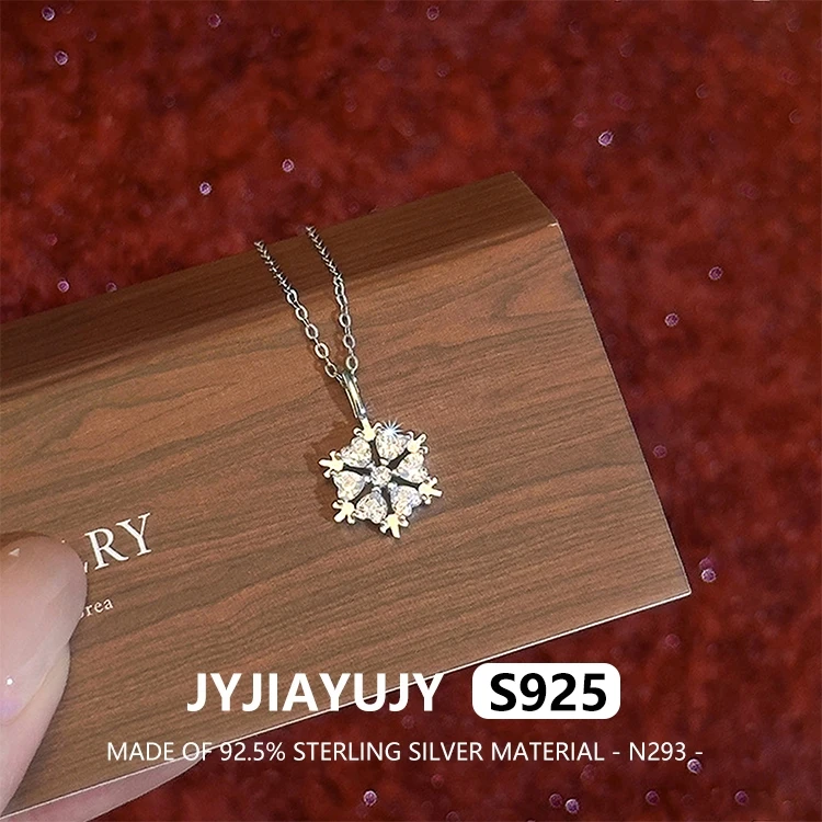 

JYJIAYUJY 100% Whole Original Sterling Silver S925 Pendant Necklace Snowflake Inlaid With Zirconia Fashion Woman Gift Use N293