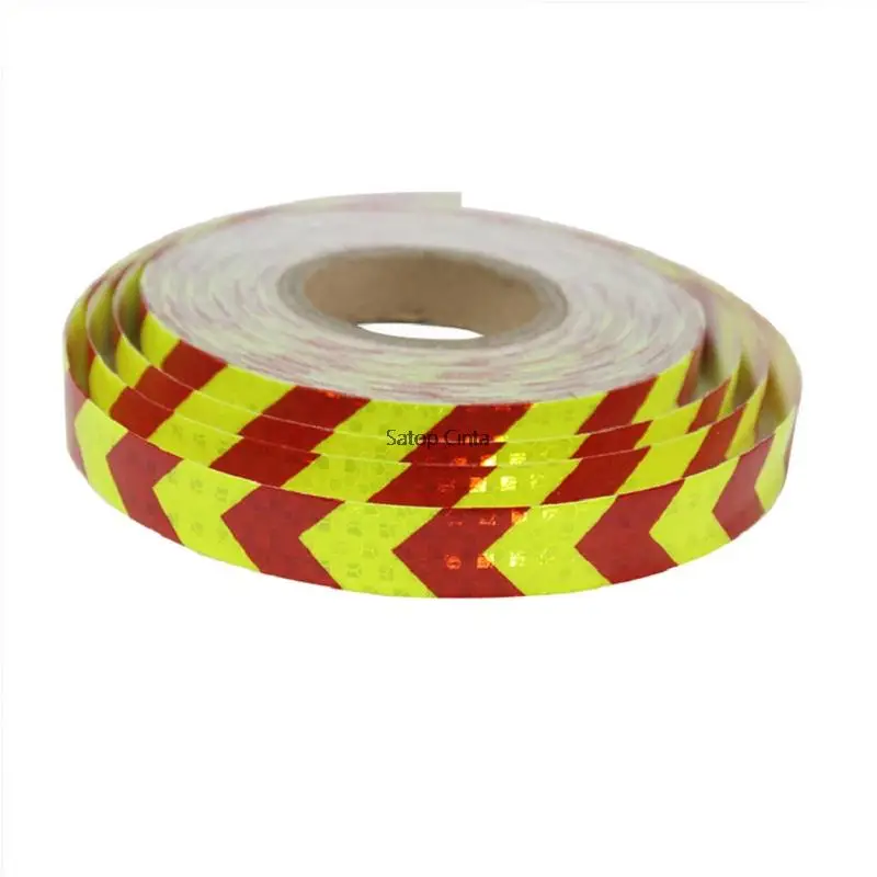 1 "X 5M Reflecterende Sticker Motorfiets Stripe Fiets Veiligheidswaarschuwing Reflector Pijl Tape Fluorescerend Geel Rood Zwart Reflecteren Tape