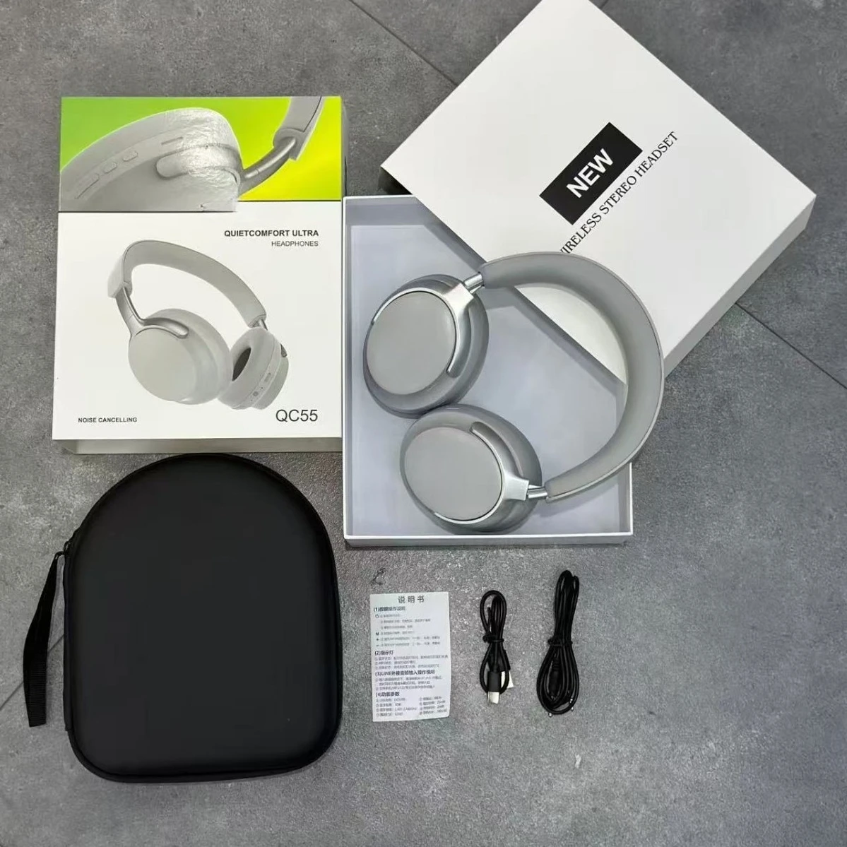 2026 New QC55 Over-Ear Bluetooth Headphones with Physical Noise Cancellation, QC Ultra, Foldable with Leather Case