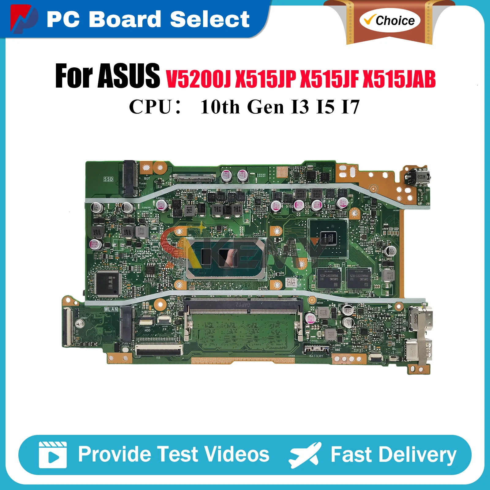 

X415JP Материнская плата для ноутбука ASUS VivoBook X515JP X515JAB V5200J X415J X515JF A416J V4200J Материнская плата с процессором I3 I5 I7 в порядке