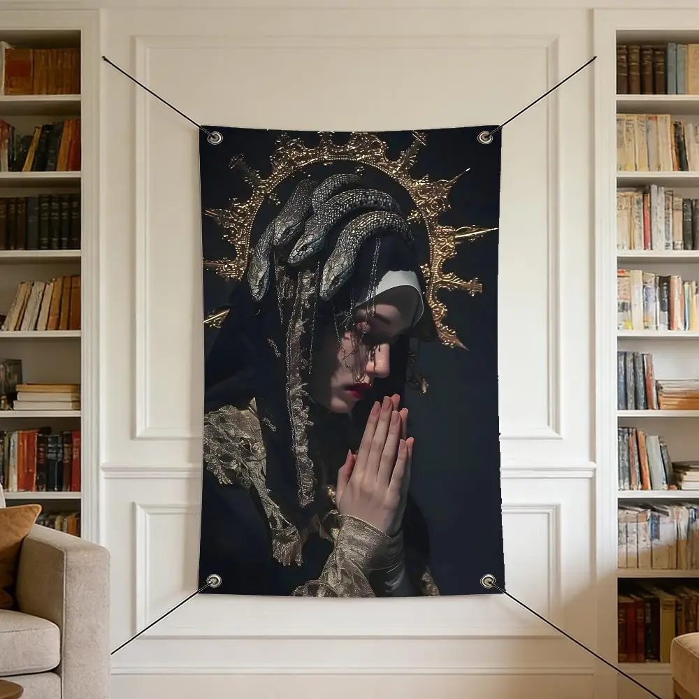 Art W-Weeping N-Nun Flags Flags are suitable for outdoor camping, live streaming, music festivals, home décor, and parties