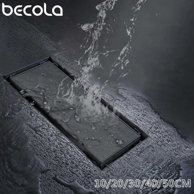 

Becola Bathroom Invisible Floor Drain 20-50CM Square Waste Filter Drainage Anti-odor Shower Drain Strainer Kitchen Accessories