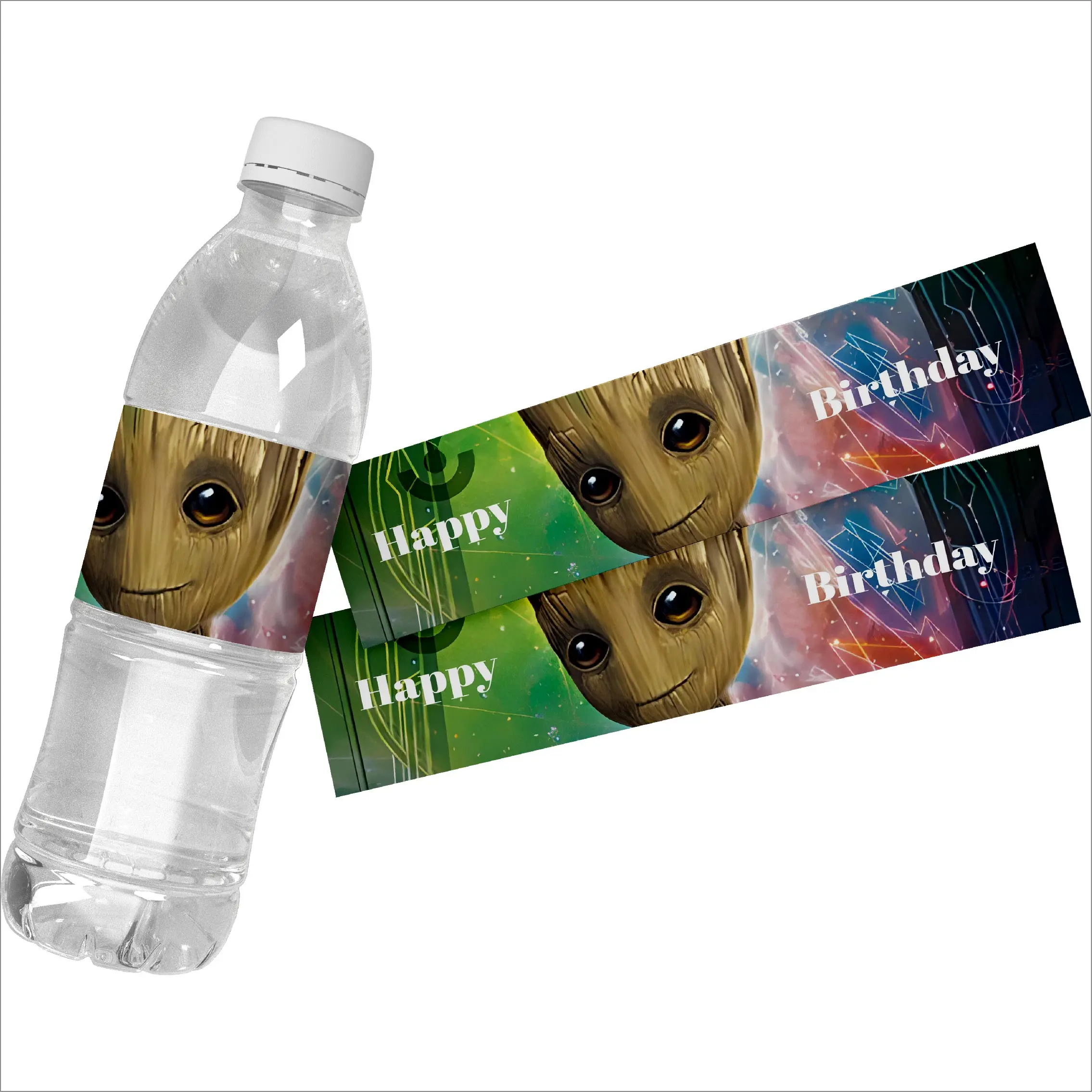 6pcs Disney Groot Water Bottle Labels Happy Birthday self-adhesive Stickers Kids Birthday Anniversary Party Decorations supplies