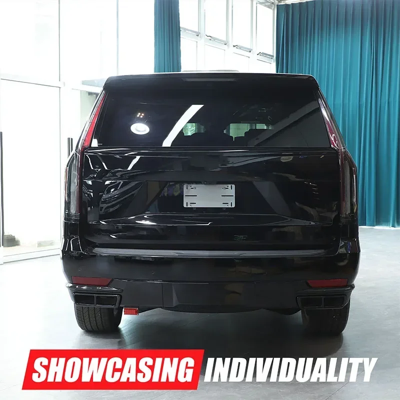 metyoucar For Cadillac Escalade 2021-2024 Stainless Steel Black Car Exhaust Pipe Tail Throat Protective Cover Car Accessories