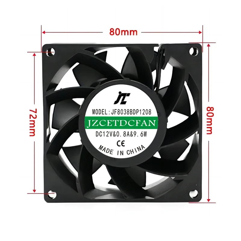 8038 Brushless Coolling Fan 12V 24V 48V 2 Pin 80mmx80mmx38mm DC Cooling Fan For Computer CUP Heatsink Cooler