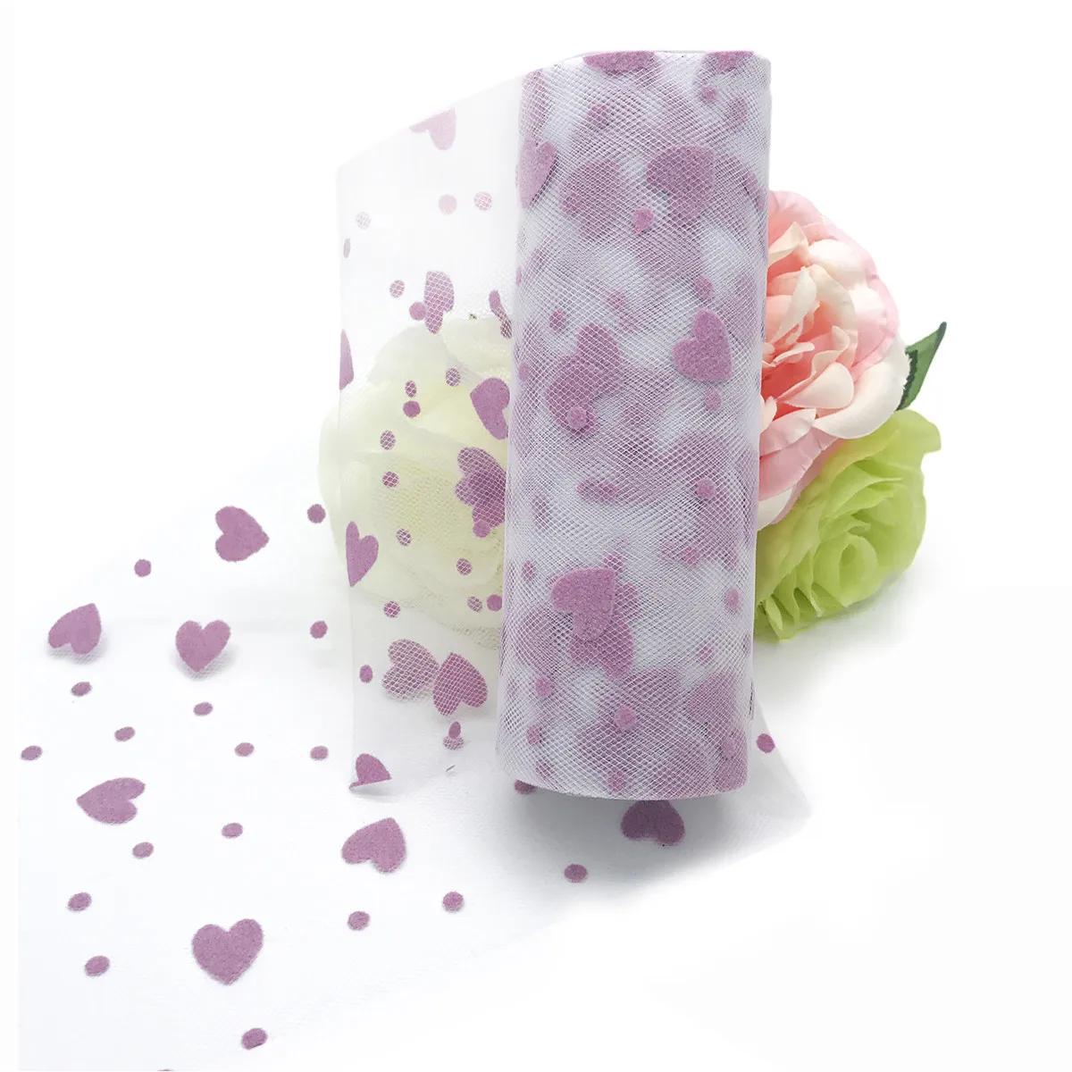 

25yd Lavender Tulle Roll Love Heart Decoration Wedding Party Gift Wrap Banquet DIY Craft Fabric Tulle Spool Gauze Tutu Chair