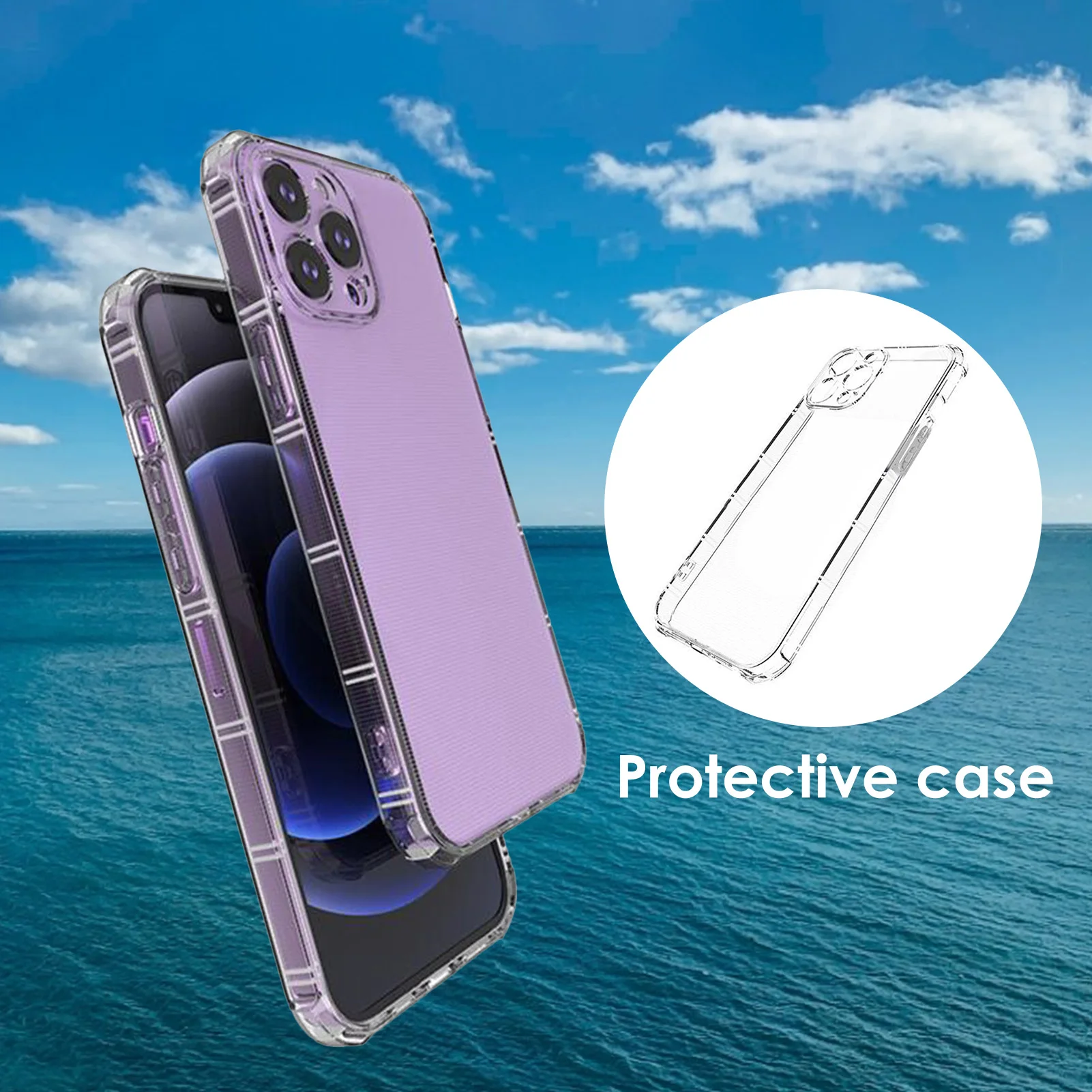 À prova de choque caso de telefone transparente para iphone13 12 caso de telefone à prova dwaterproof água fino tpu caso de telefone para iphone13 pro/12 pro/12mini