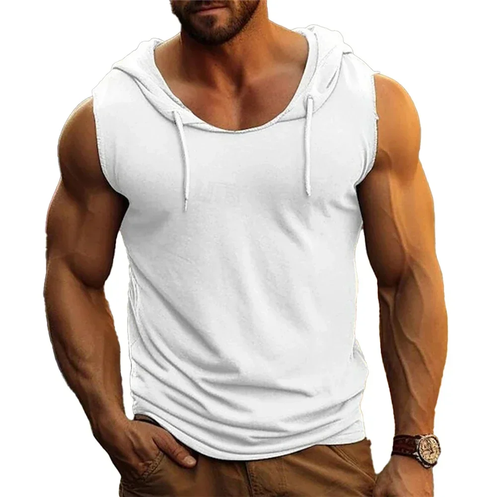 Comfy Fashion Men Top Pullover Sweatshirt Breathable Gilet Leisure Quick-drying Round Neck Sleeveless Solid Sports