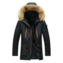 Classic fashion plus-size winter plus cotton mid-length padded jacket with wool hat casual men's padded jacket