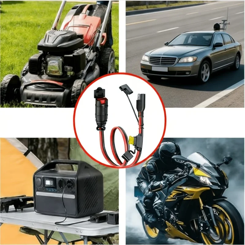14AWG HeavyDuty SAE Extension Cable with 20A Fuse Plug for Smart Battery Charger Car Battery Modified Wiring Tool Free Install