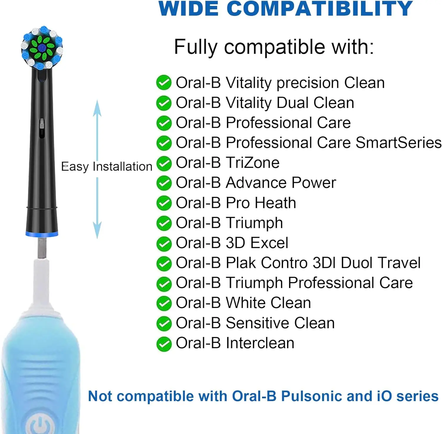 Cross Generic Electric Toothbrush Heads for Oralb Braun Crossact Toothbrushes Compatible with Most Oral-B Bases- Quality Action