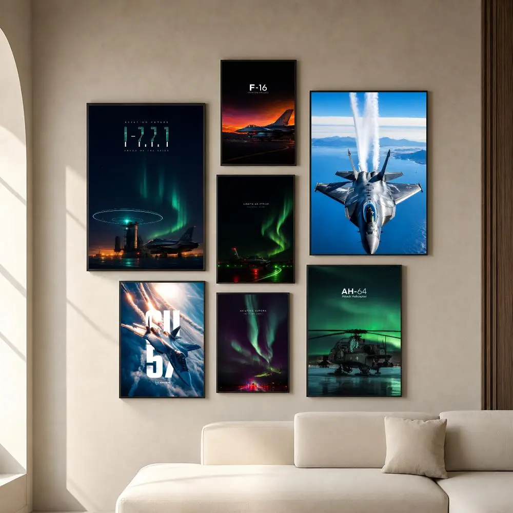 Aviation F-Fighter Jet Aviation Poster PP Self-Adhesive Removable HD Waterproof Wall art Suitable Bedrooms Living Rooms Gifts