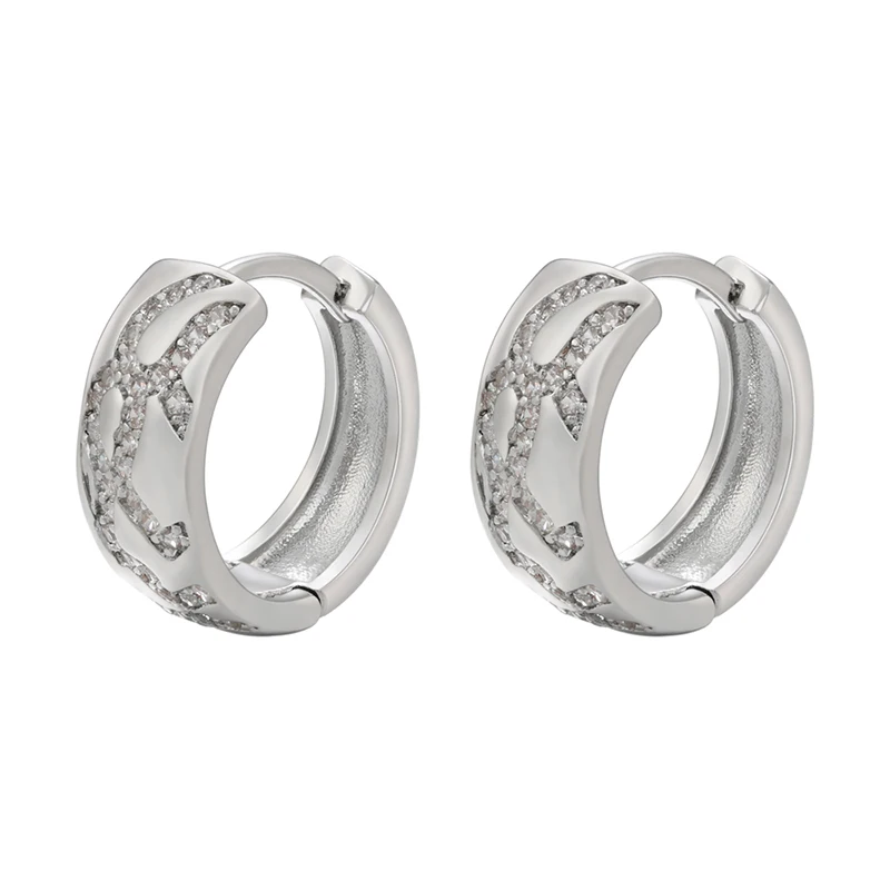 ZHUKOU Round Hoop earrings Classic elegant Cubic Zirconia women big hoop Earrings lady dinner earrings Jewelry Wholesale VE684