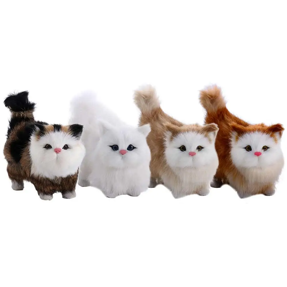 Regalos de cumpleaños, juguete para niños, Animal Artificial, juguete para bebé, gatito de peluche suave, juguetes para gatos, modelo de gato de simulación