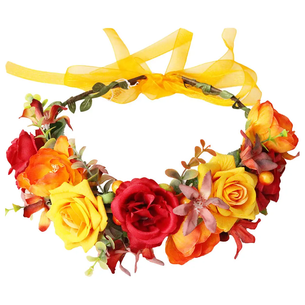 

Women Headdress Rose Garland Headband Floral Wreath For Wedding Party Garden Event Photography Festival Decor