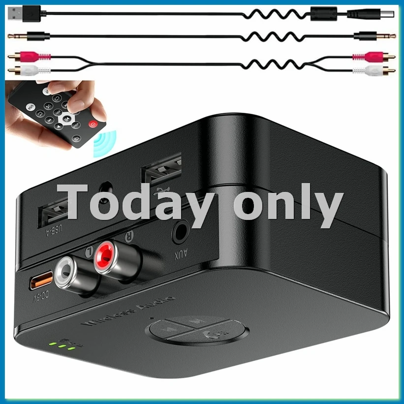 Bluetooth 5.4 Receiver for Home Stereo,Audio Adapter for HiFi Music Streaming, Wired Speakers, USB Flash, with AUX 3.5mm-A86Z