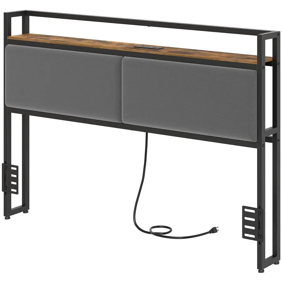 

Queen Size Headboard Only, Upholstered Queen Headboard with Charging Station, Head Board with Open Storage, Height Adjustable,