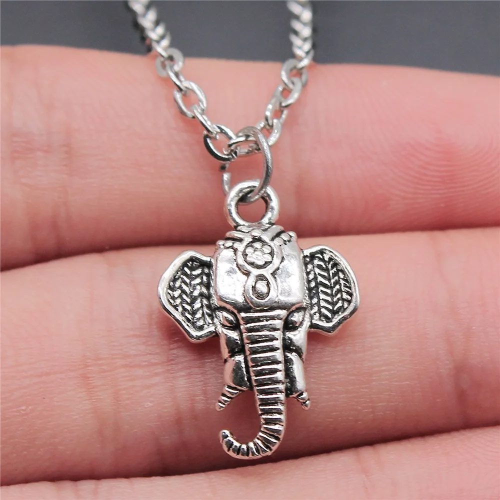 Dropshipping Antique Silver Color 22x16mm Elephant Pendant Necklace For Women