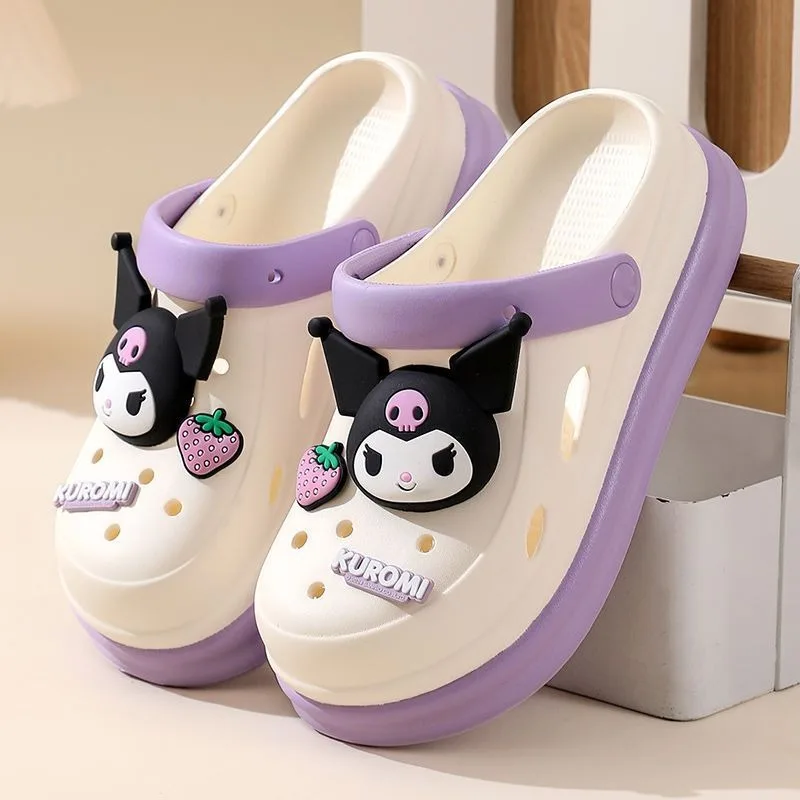Sanrio My Melody Cave Sepatu Anak Perempuan Musim Panas Rumah Kartun Sandal Kawaii Anime Kuromi Cinnamoroll Aksesoris Pantai Baotou Sandal