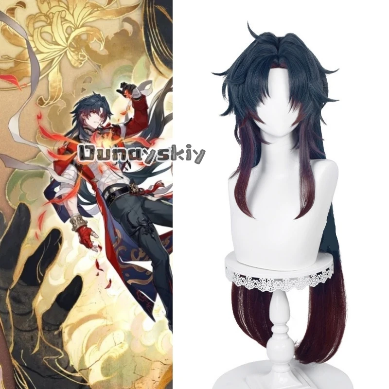 

Honkai Star Rail Game Blade Cosplay Wig 100cm Long Dark Blue Gradient Wig Heat Resistant Cosplay Anime Halloween Party Role Play