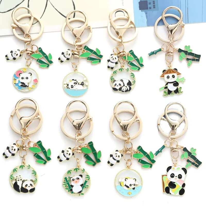 

Creative Trinket Jewelry Keychain Cute Animal Panda Key Chain for Backpack bamboo Keyrings Bags Charm Keyholder Gift