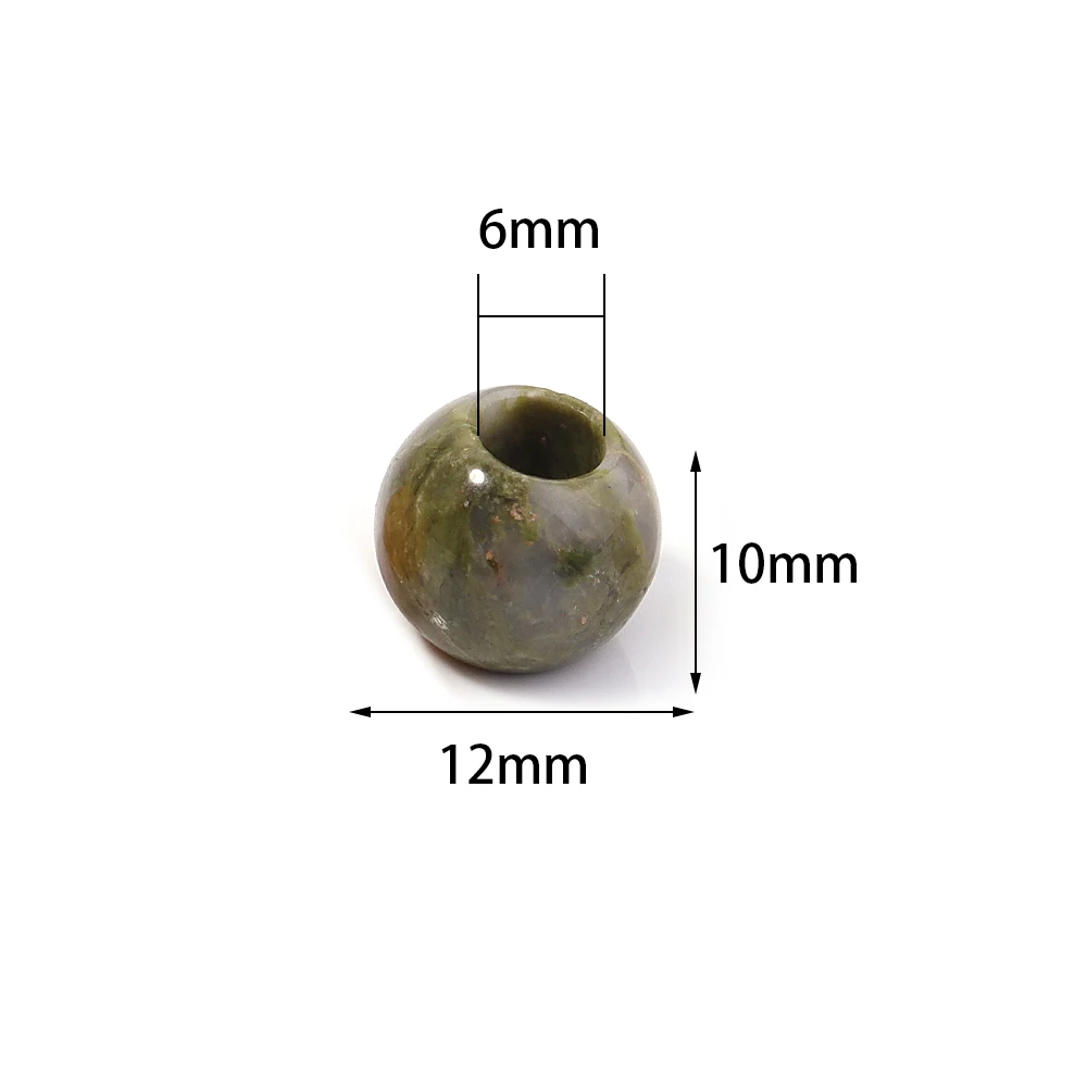 5 Stück 12mm Naturstein-Perlen mit großem Loch, Tigerauge, Malachit, Türkis, Achat, lose Perlen für DIY-Halsketten, Armbänder und Schmuckherstellung – Detail 1