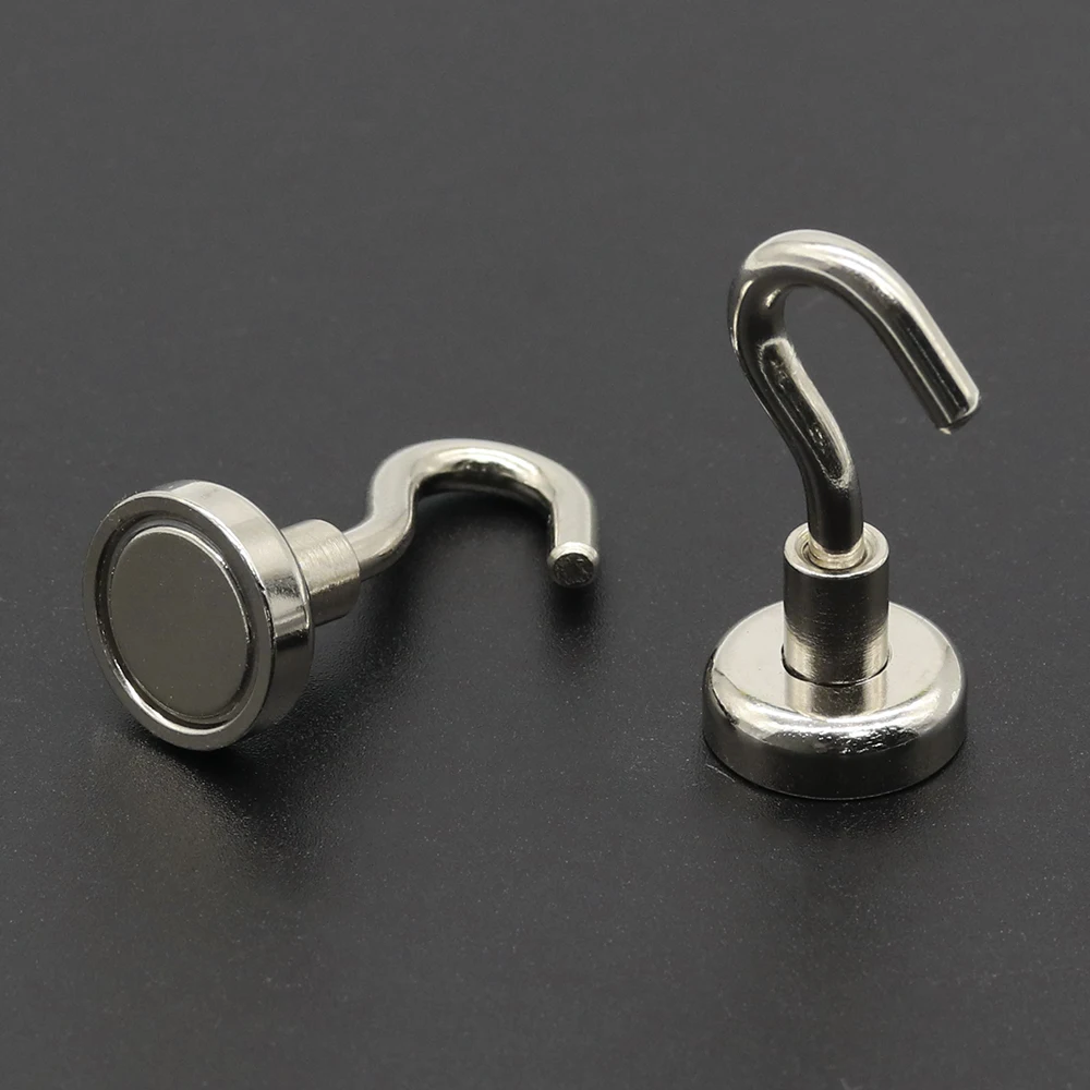 1/2/5/10/20Pcs D16 mm Strong Magnetic Hook Gravity Hook Neodymium Magnet Metal Strong Hook Used for lifting objects