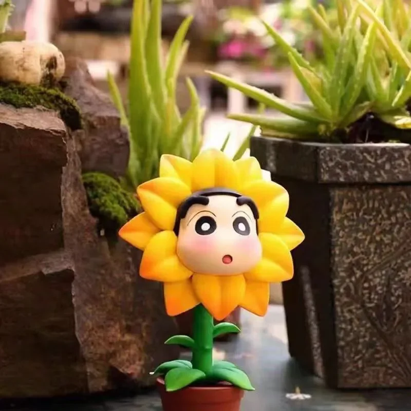 Crayon Shin-Chan Haruhibu tienda de flores girasol pequeña nueva estatua Gk animación decoración de mano figura de Anime periferia regalo