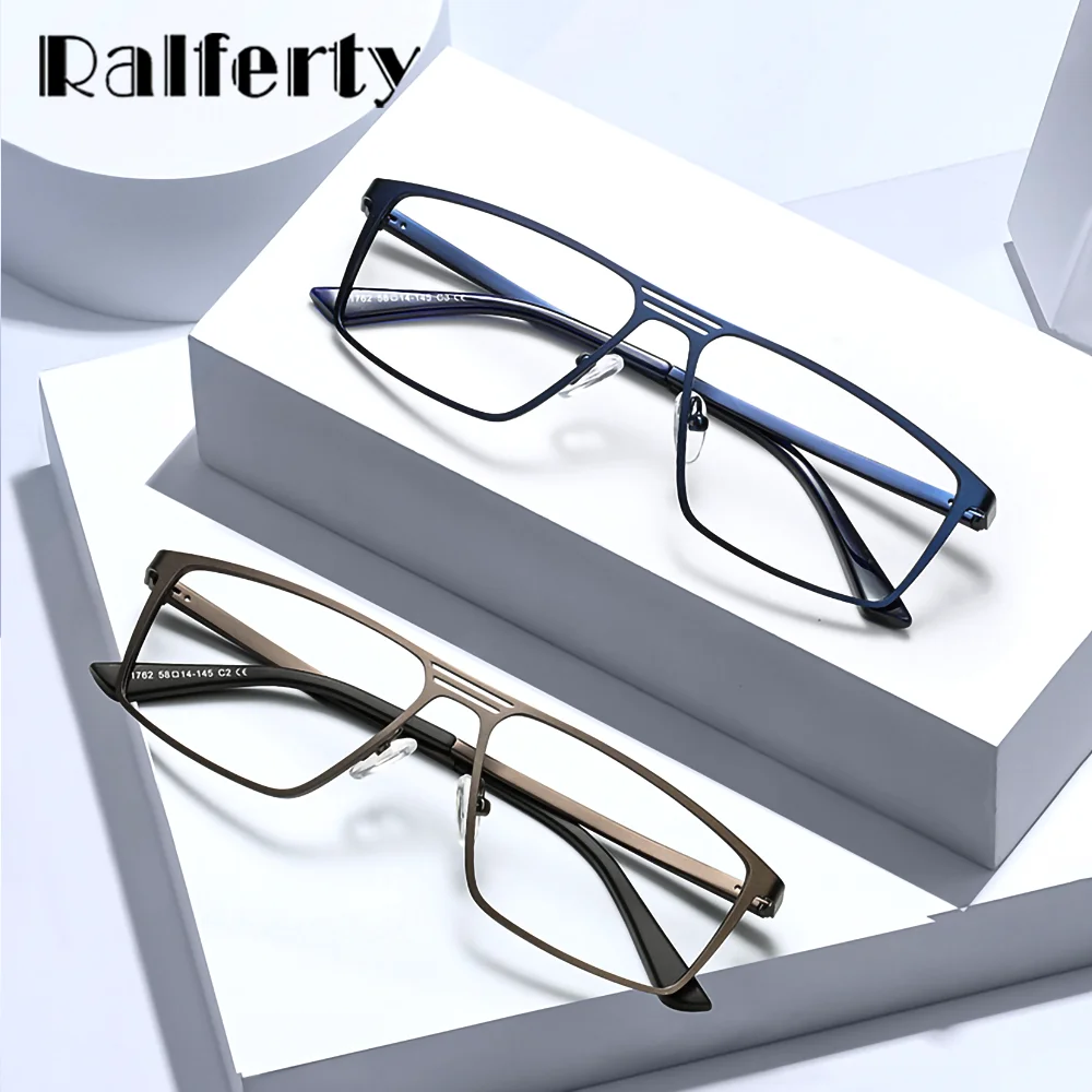 

Ralferty Designer Men Metal Square Eyeglasses Frame Male Optical Glasses Blue Light Filter Business Frame Full Metal Frame 2025