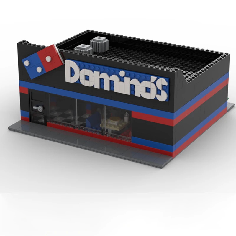 835 個 MOC ドミノ ピザ ビルディングブロック クリスマスギフト 装飾 DIY 組み立て 芸術的なディスプレイに最適 クリエイティブ