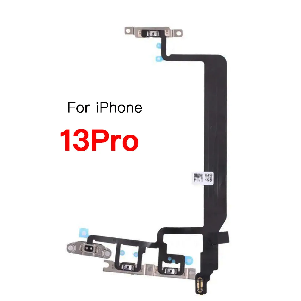 Cable flexible de botón de volumen de encendido para iPhone 13 Mini Pro Max-On/Off, cinta de teclado con soporte de Metal, pieza de repuesto