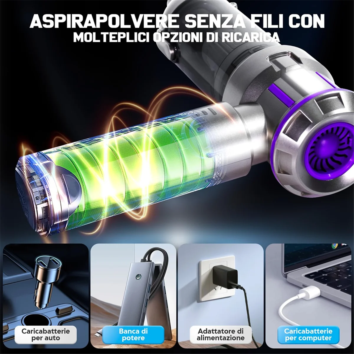 Handheld Car Vacuum Cordless,Mini Cleaner Rechargeable,16000Pa Portable Vacuum with Multi-Nozzles for Home,Office,Pet