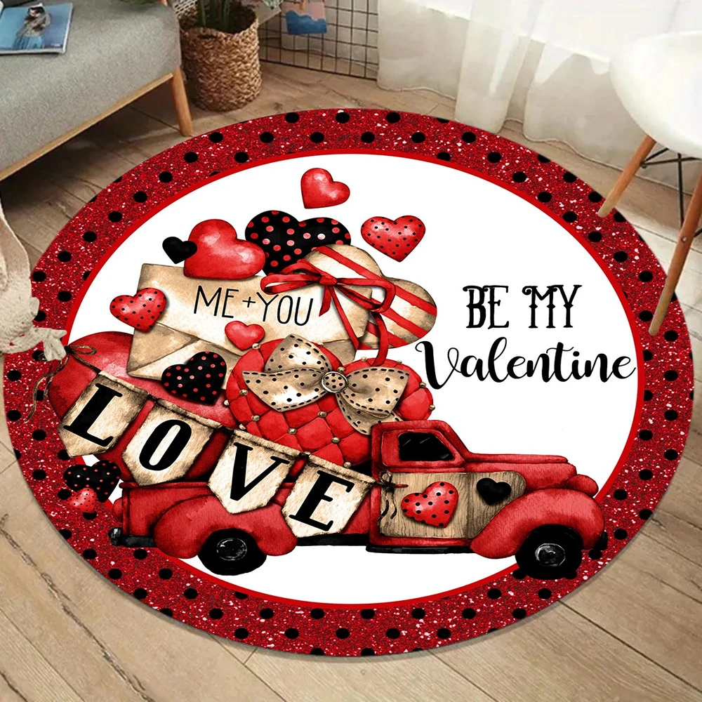 

С Днем Святого Валентина, карликовый круглый ковер, роза, любовь, серия ко Дню святого Валентина, ковер для гостиной, спальни, ковер на День святого Валентина
