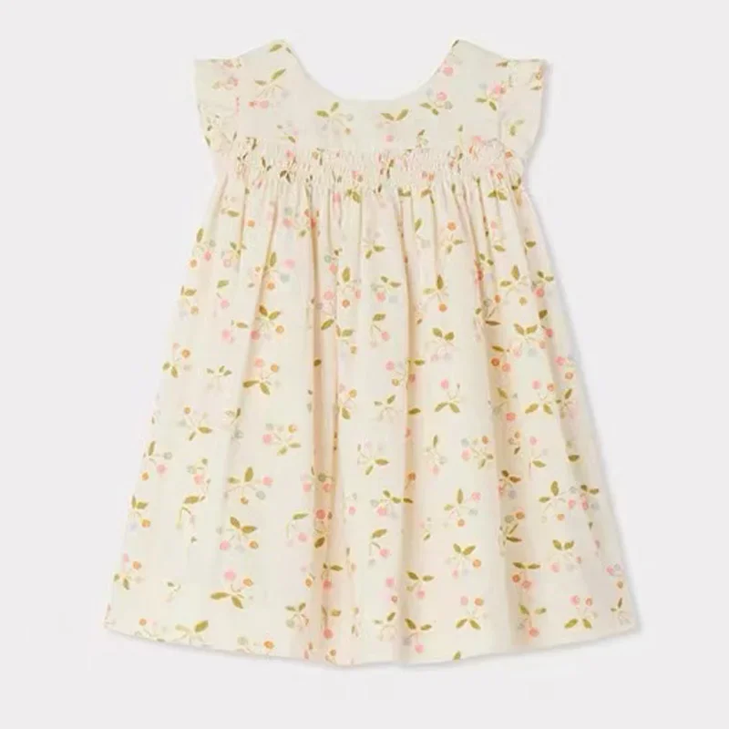 PRE-SALE(ship April) 2025 BP Autumn Floral Dress Girl Printed Shirts & Skirt Suit Toddler Girls Clothes Birthday Party Dress