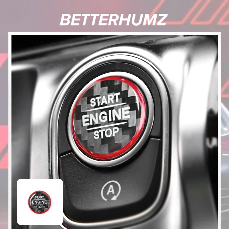 Carbon Fiber Engine Start Stop Button Sticker For Mercedes Benz CLA A B G Class GLE GLS GLB 2020-2025 Car Interior Accessories