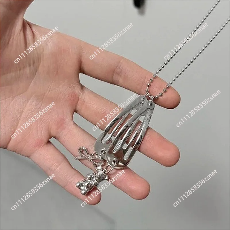 Merry Christmas Candy Bow Pendant Hairpin Necklace Christmas Gift Trend Niche