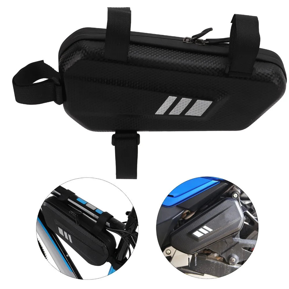 Hard Shell Motorcycle Saddlebag PU Leather Waterproof Bike Pannier Bag Black for Left Side Motorcycle Side Bag Bicycle Cycling