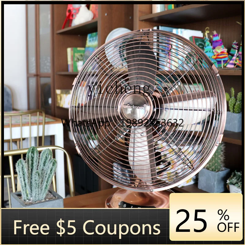 FS2 metal nostalgic floor fan vertical retro fan European antique electric fan copper plating