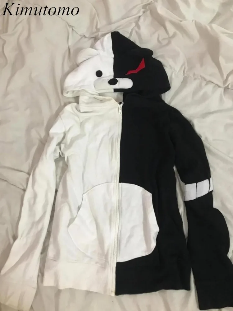 

Kimutomo толстовки женские винтажные в стиле панк Y2k эстетический мультяшный медведь лоскутная верхняя одежда толстовки в стиле Харадзюку женские куртки