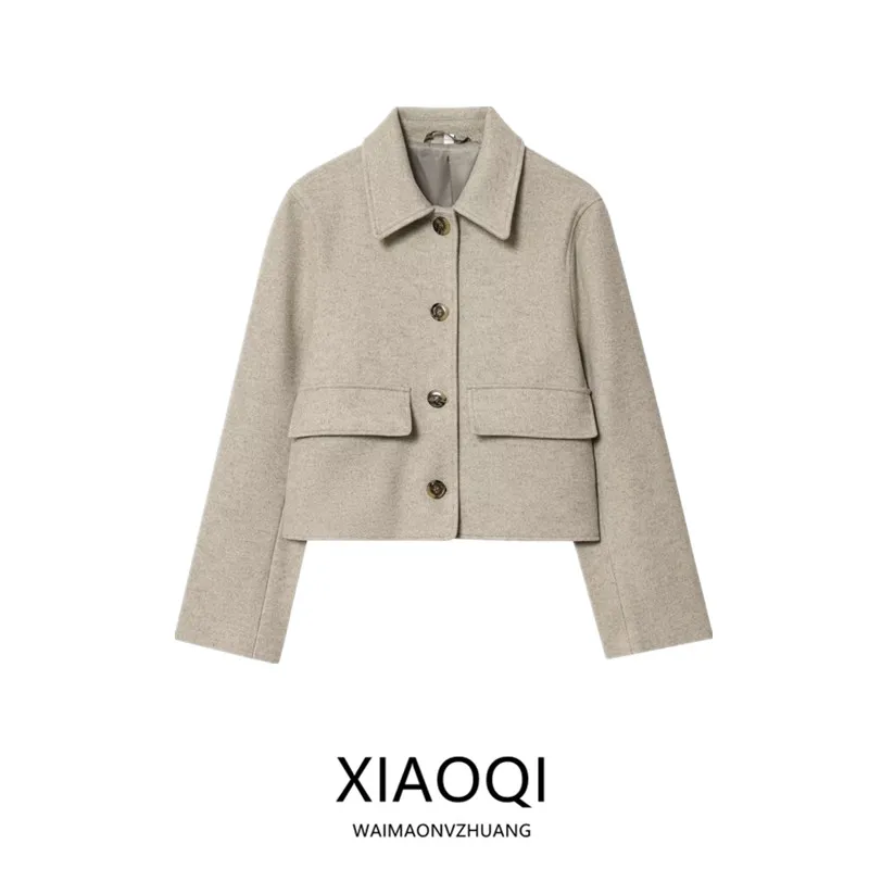 

2025 Autumn New Women's Long Sve Collared Outerwear Versatile Commute Design Ladies' ort Coat 289747 Commute Sle