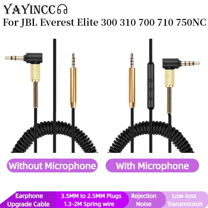 

YAYINCC Replacement Spring Coiled 3.5MM to 2.5MM Plugs Earphone cord For JBL Everest Elite 300 310 700 710 750NC Headphones ，
