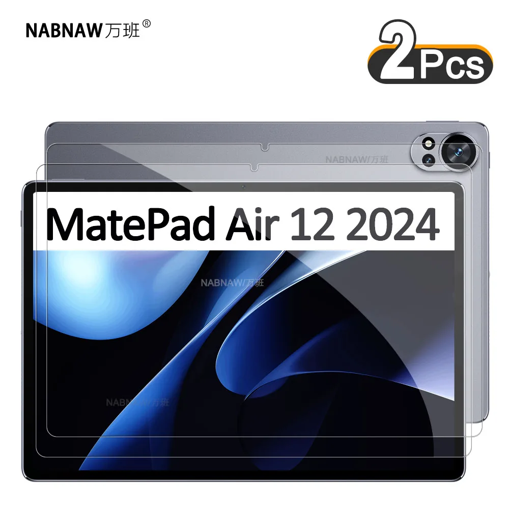 2 Pieces Transparent Hard Film HD Screen Protector Scratch Proof Tempered Glass For Huawei MatePad Air 12 2024 Easy Install