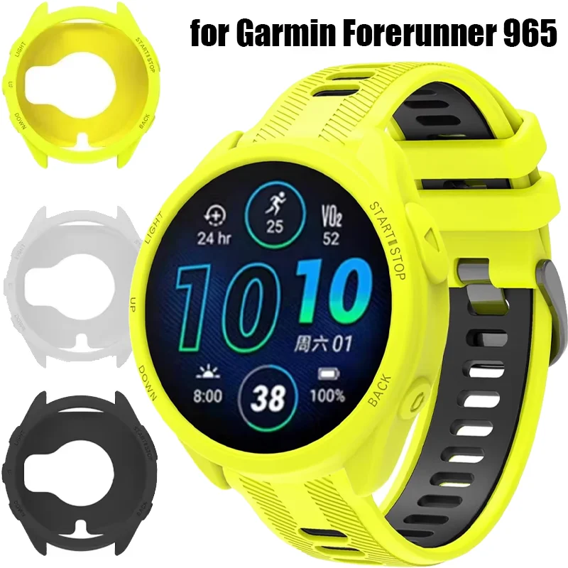 غطاء من السيليكون لـ Garmin Forerunner 965 غطاء حماية مضاد للخدش لـ Garmin 965 ملحقات غطاء ممتص الصدمات الناعم