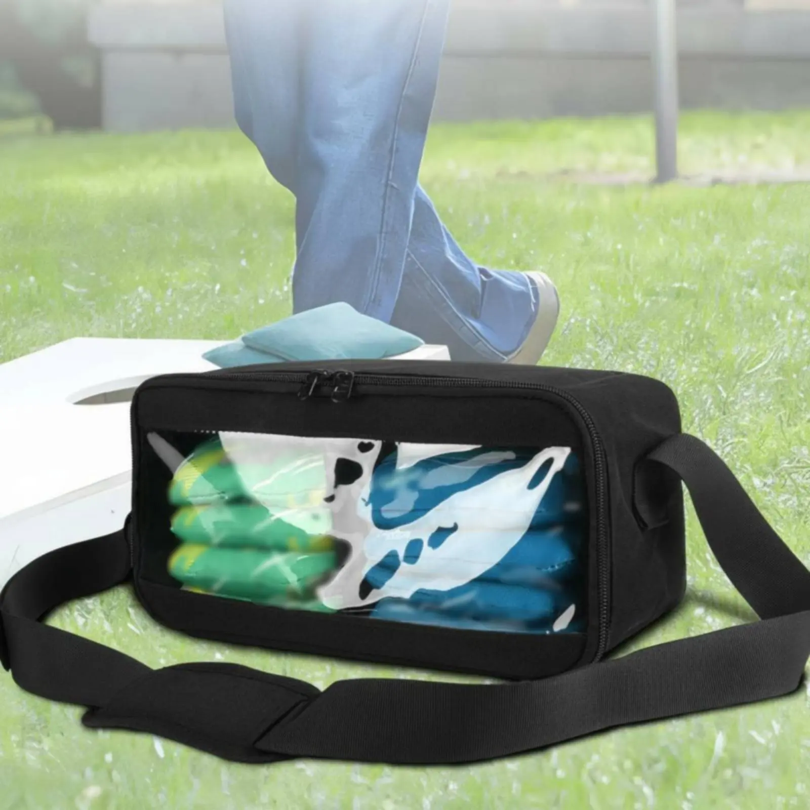 Transparent Window Shoulder Bag Removable Divider Outdoor Game Bag Sports Accessory Wear Resistant Water Resistant for Park view 4