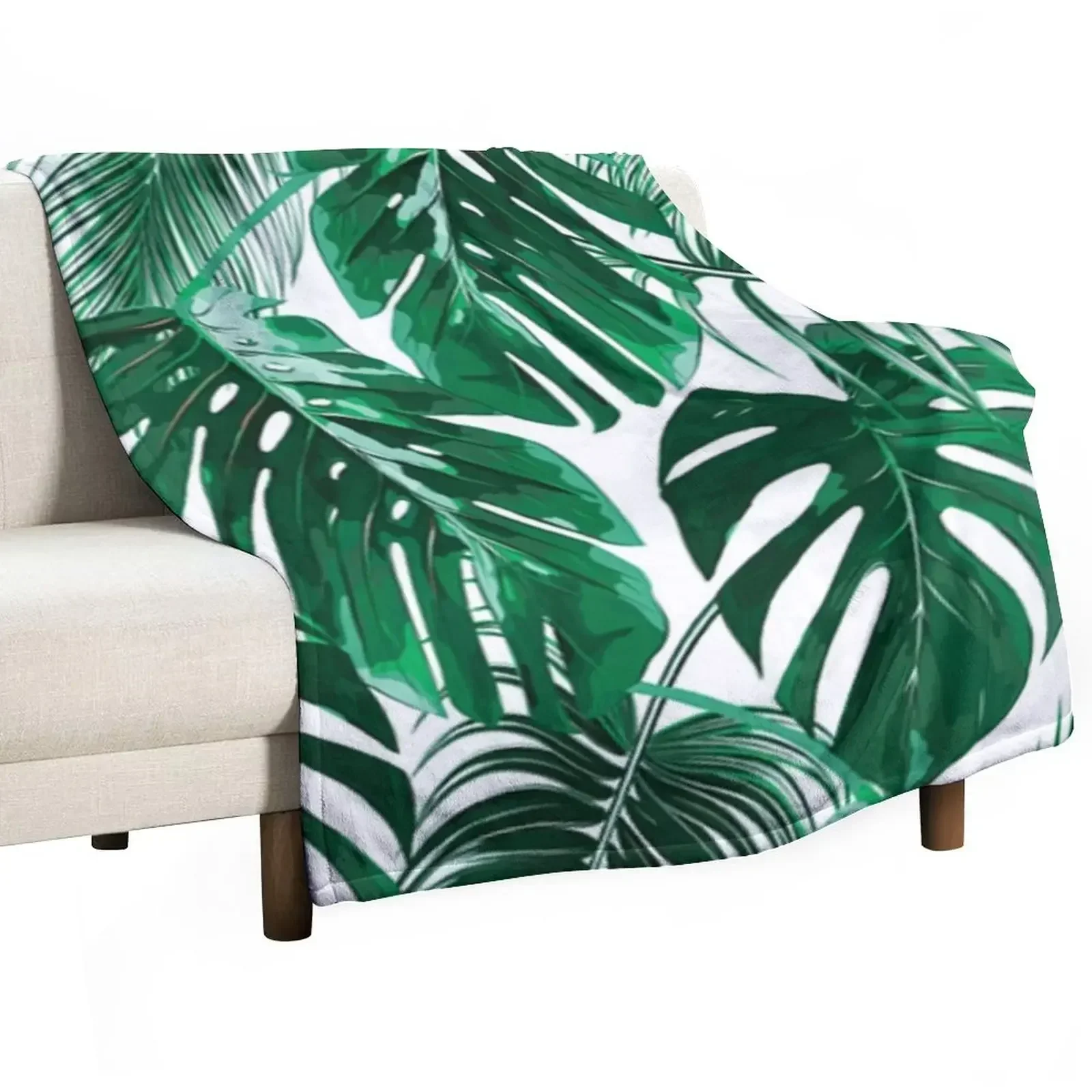 

Tropical Leaves - Palm Tree Leaf - Hawaiian Throw Blanket Plush Soft Plaid For Decorative Sofa Blankets