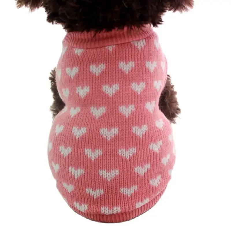 XKSRWE Hearts Dog Pet Sweater Jumper Cat Puppy Coat Jacket Warm Clothes 5 sizes