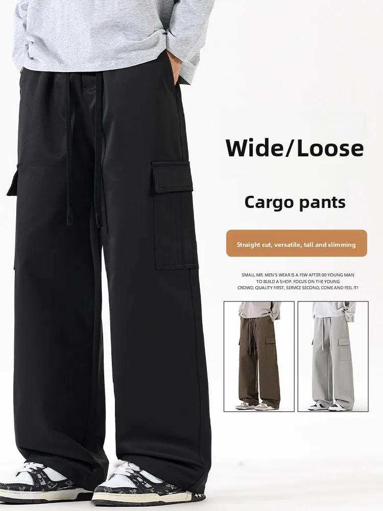 

Мужские повседневные брюки в стиле американского ретро, свободные, широкие, прямые, универсальные, спортивные, от модного бренда