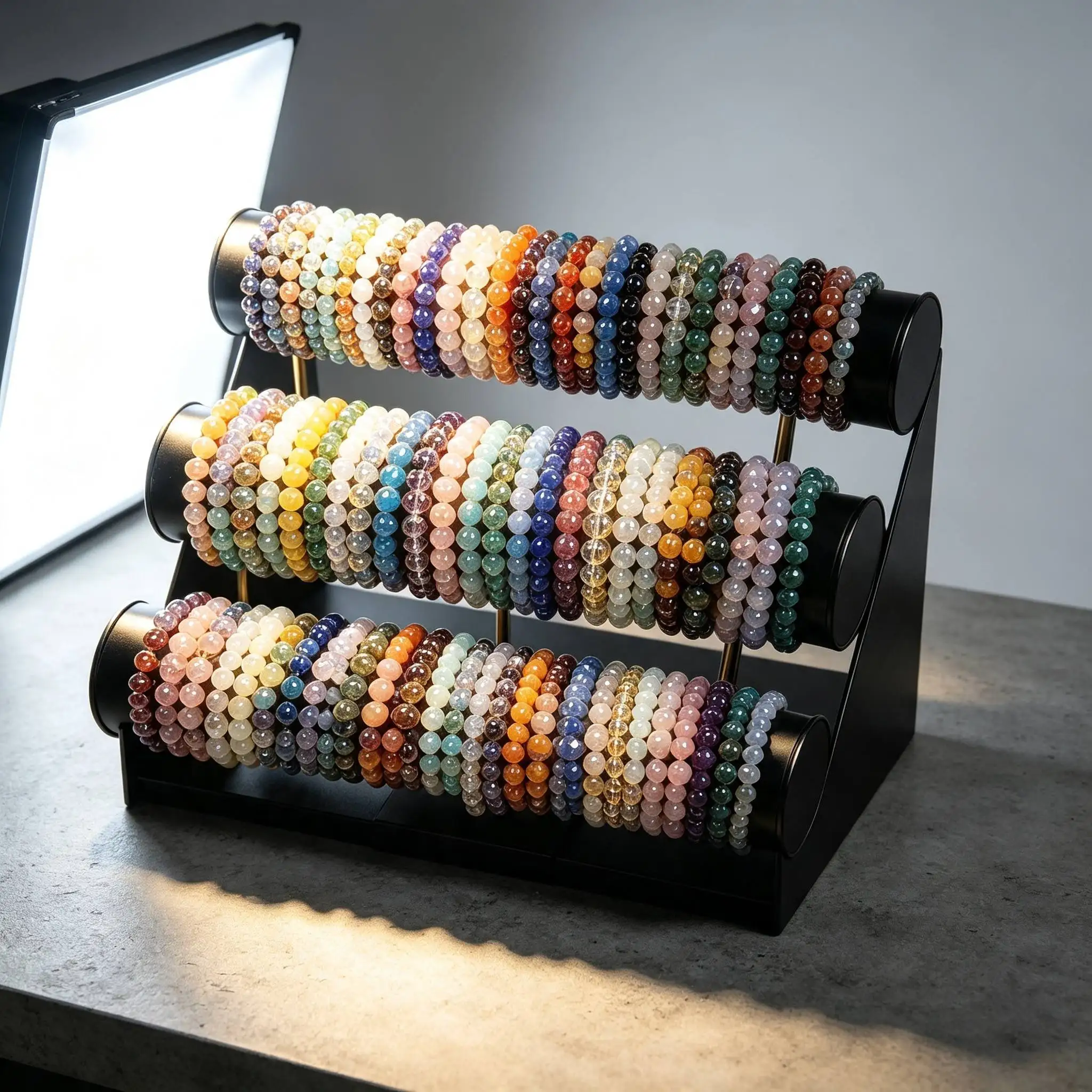 35pcs Random Color Of Natural Stone Bracelets, Multi-Color Stone Bead Bracelets Both Women, 8mm Round Bead Stretched Bracelets, Natural Stone Bracelets, Birthday Gifts, Women'S Bracelets, Gifts Her, Gifts